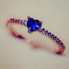 1Pc Heart-shaped Blue Synthetic Zircon Ring, Fashionable Multi-function Ring.
