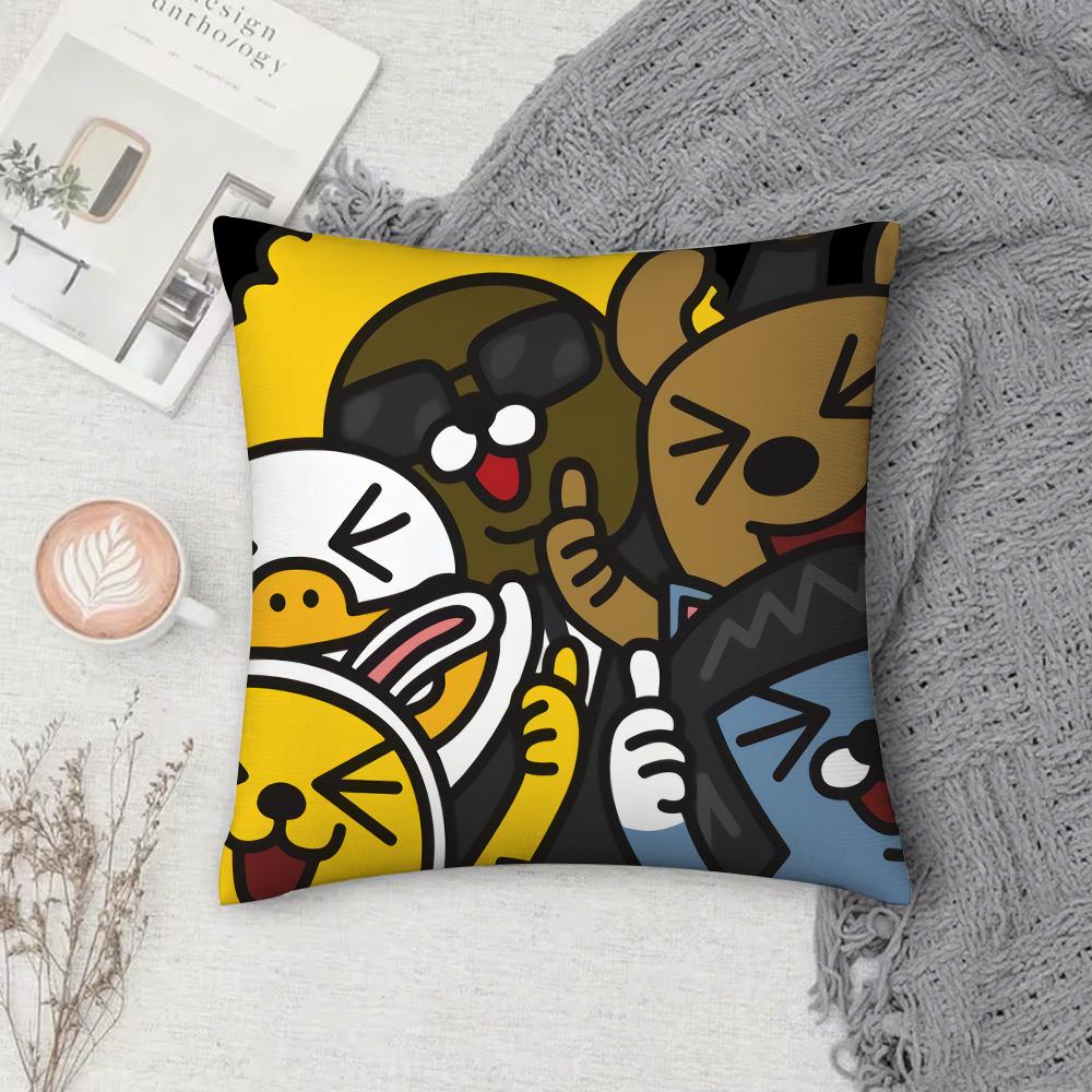 Cute Kakaos Cartoon Friends Pillow Case Square Double-Sided Printing Short Plush Sofa Cushion Cover Bedroom Bedside Pillow