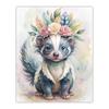 Animal Wall Art, Floral Wreath Canvas Print, Cute Forest Creature Nursery Poster Prints for Kids Bedroom Home Decor