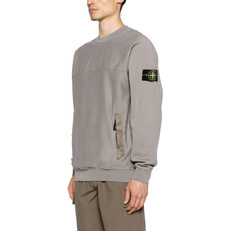 STONE ISLAND Compass Badge Patch Crew Neck Sweatshirt Men Sweatshirt Gray 801560154-V0092