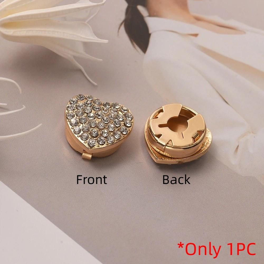 Brass Base Flower Sleeve Button Rhinestone Button Cover Clip  Suit Accessories