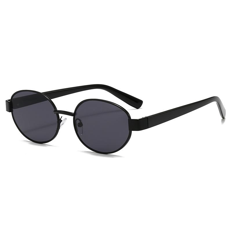 Fashion High-End Retro Oval Metal Frame Sunglasses - Unisex Sun Protection