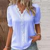Fashion Women Summer European American Style Holiday New Hollow Short Sleeved Shirt