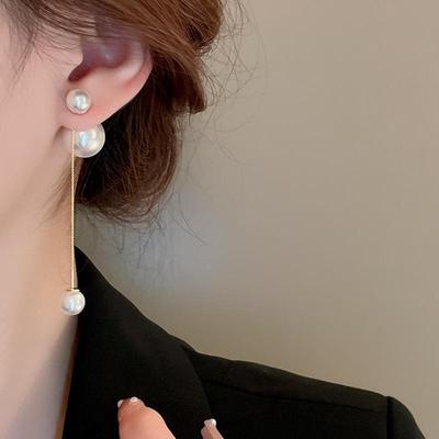 Gold-Plated Silver Needle Pearl Tassel Earrings - Fashionable, Simple, and Elegant All-Match Earrings