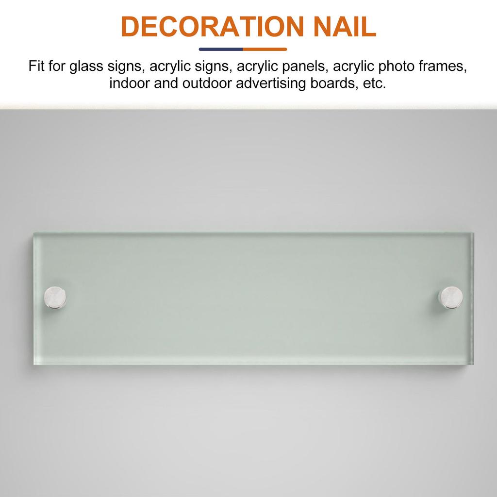 16Sets Stainless Steel Mirror Nail Set Copper Ring Fixing Screw for Indoor Outdoor Acrylic Signs Glass Panels Advertising