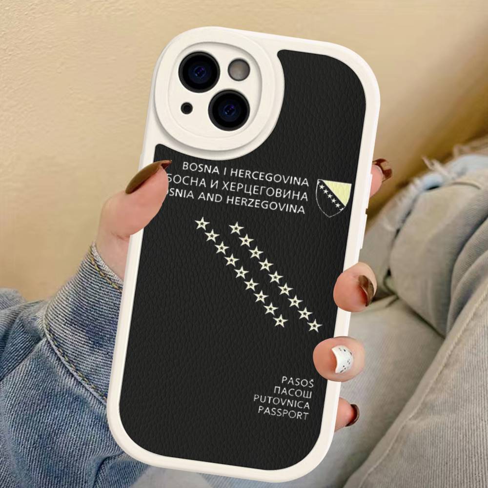 Bosnia And Herzegovina Passport Leather Phone Case For IPhone 16 15 14 13 12 11 Pro Max Plus Shockproof Cover