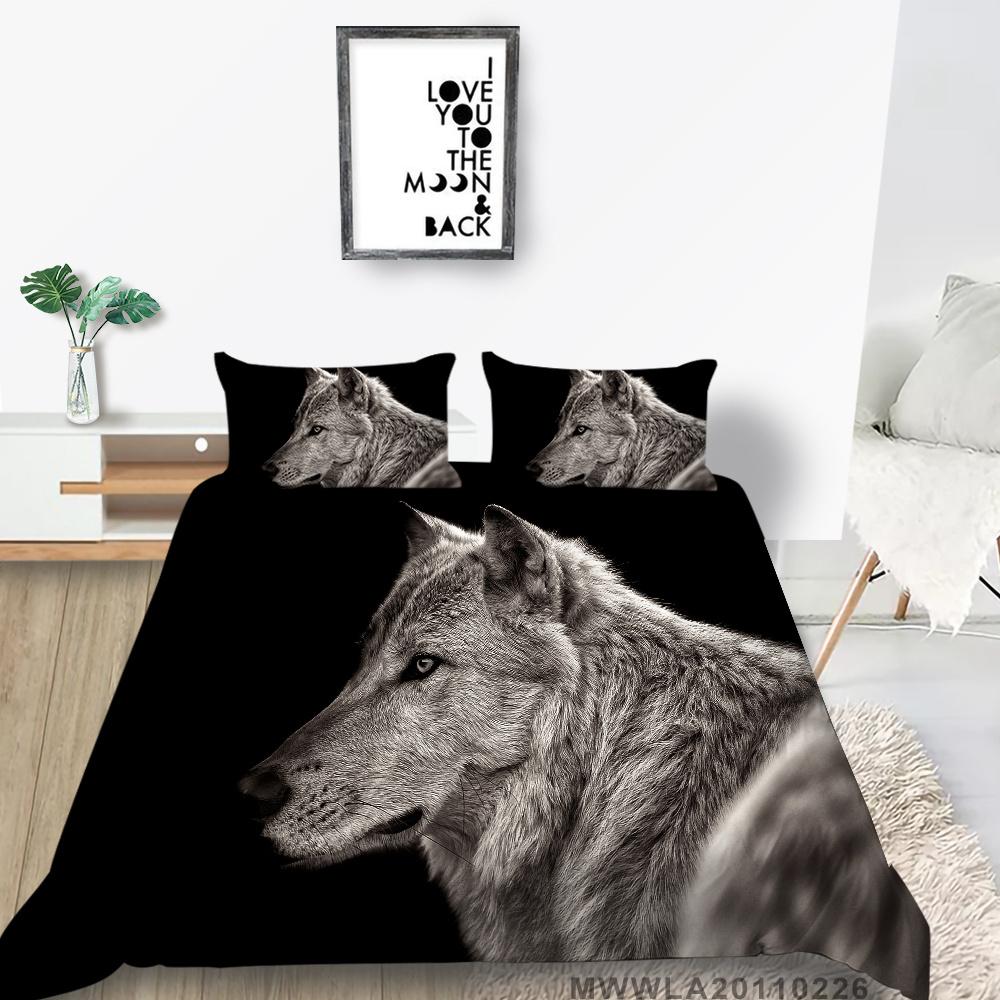 2023 New Style Duvet Cover Set Wolf Pattern Beding Cover Suitsn Polyester Quilt Cover Single Size Bed Set Teens Newly Fashion Bedding Suit