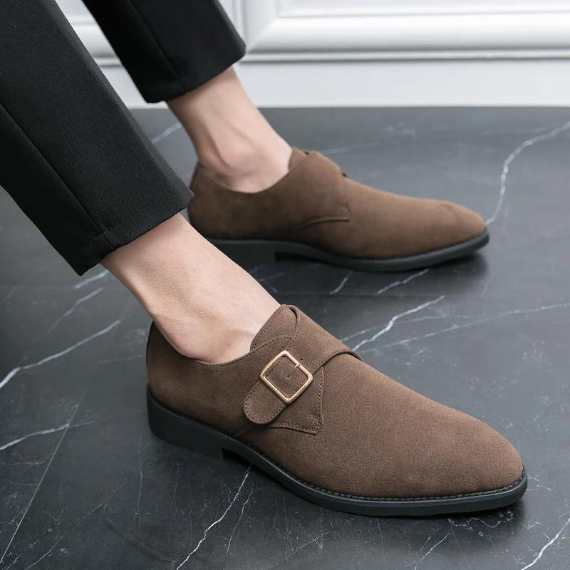 Moda lusso nero marrone pelle scamosciata cinturino con fibbia in metallo scarpe Oxford Classiche da uomo formali da lavoro scarpe da cerimonia