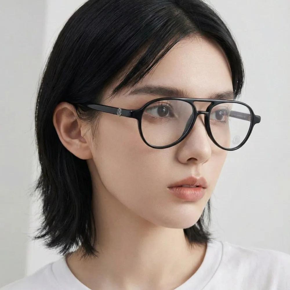 Moncler Eyeglass Frames ML5031 001 Boeing Double-Bridge Black Horn-Rimmed for Men and Women