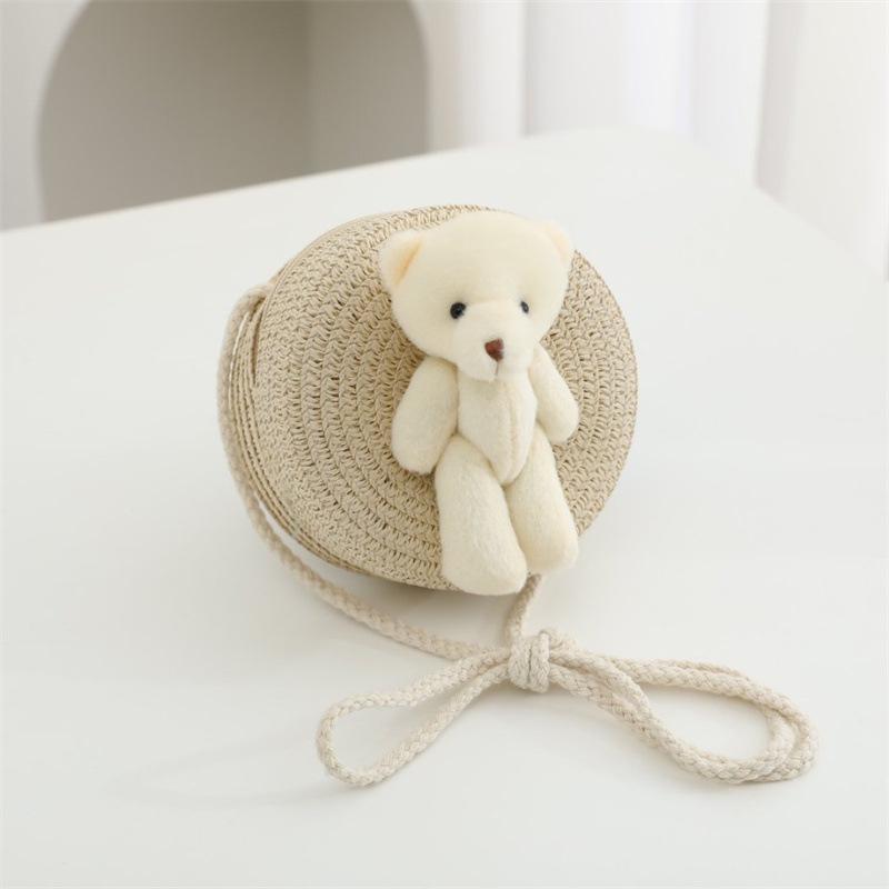 Children's Straw Woven Crossbody Bag - Small Girl's Phone and Coin Purse for Summer Outings and Seaside Trips