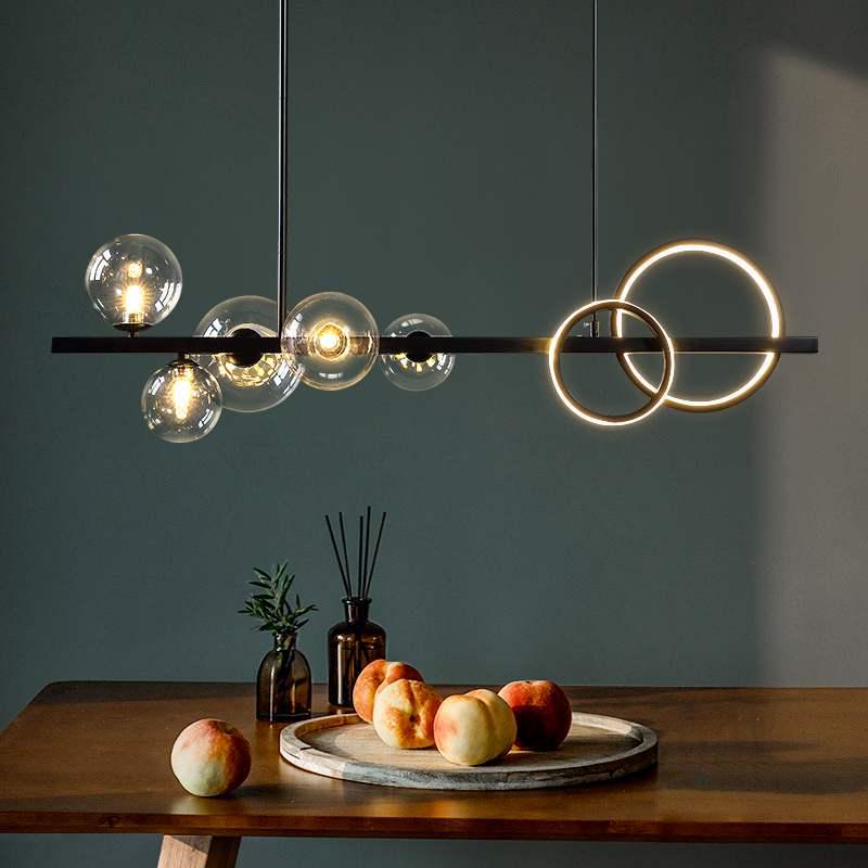 Nordic Modern Minimalist Chandelier - Creative Dining Room Light with Magic Bean Glass Bubbles.
