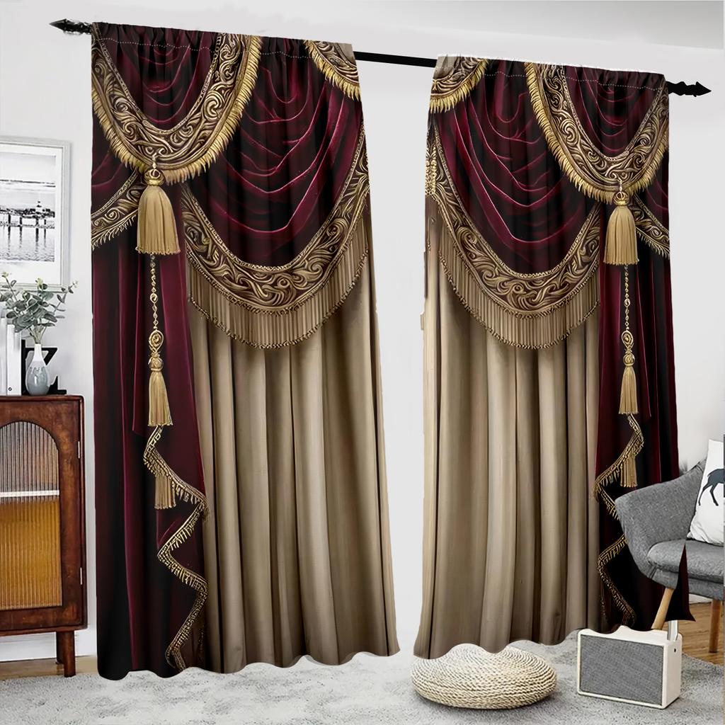 False Background Pattern Printed Curtains, Christmas Decorations, Bedroom and Living Room, Home Decoration, Room Decoration