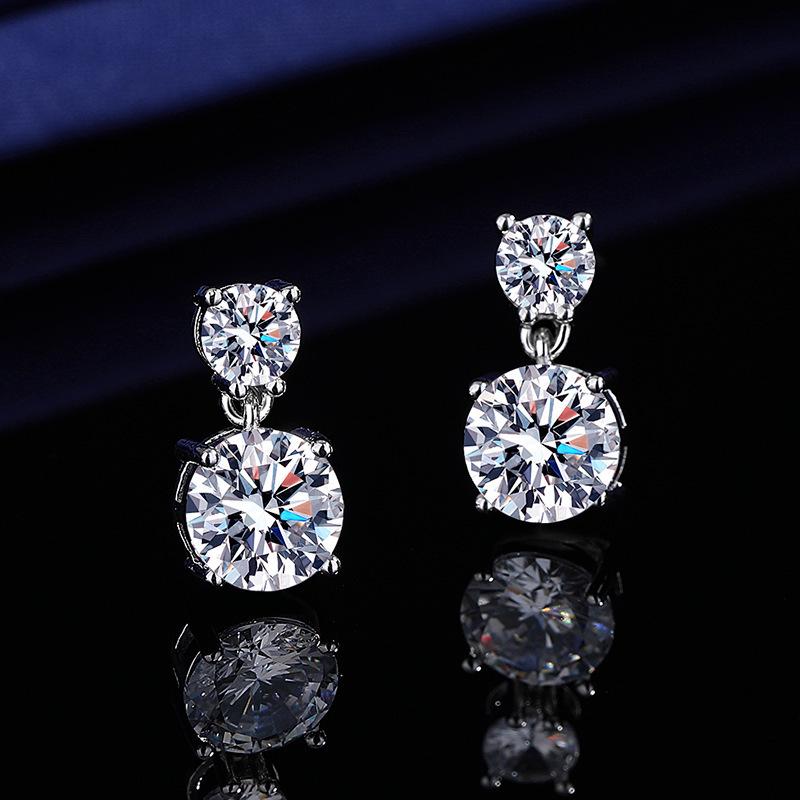 Korean Geometric Zircon Copper Earrings: Fashionable, Simple Round Design for Women