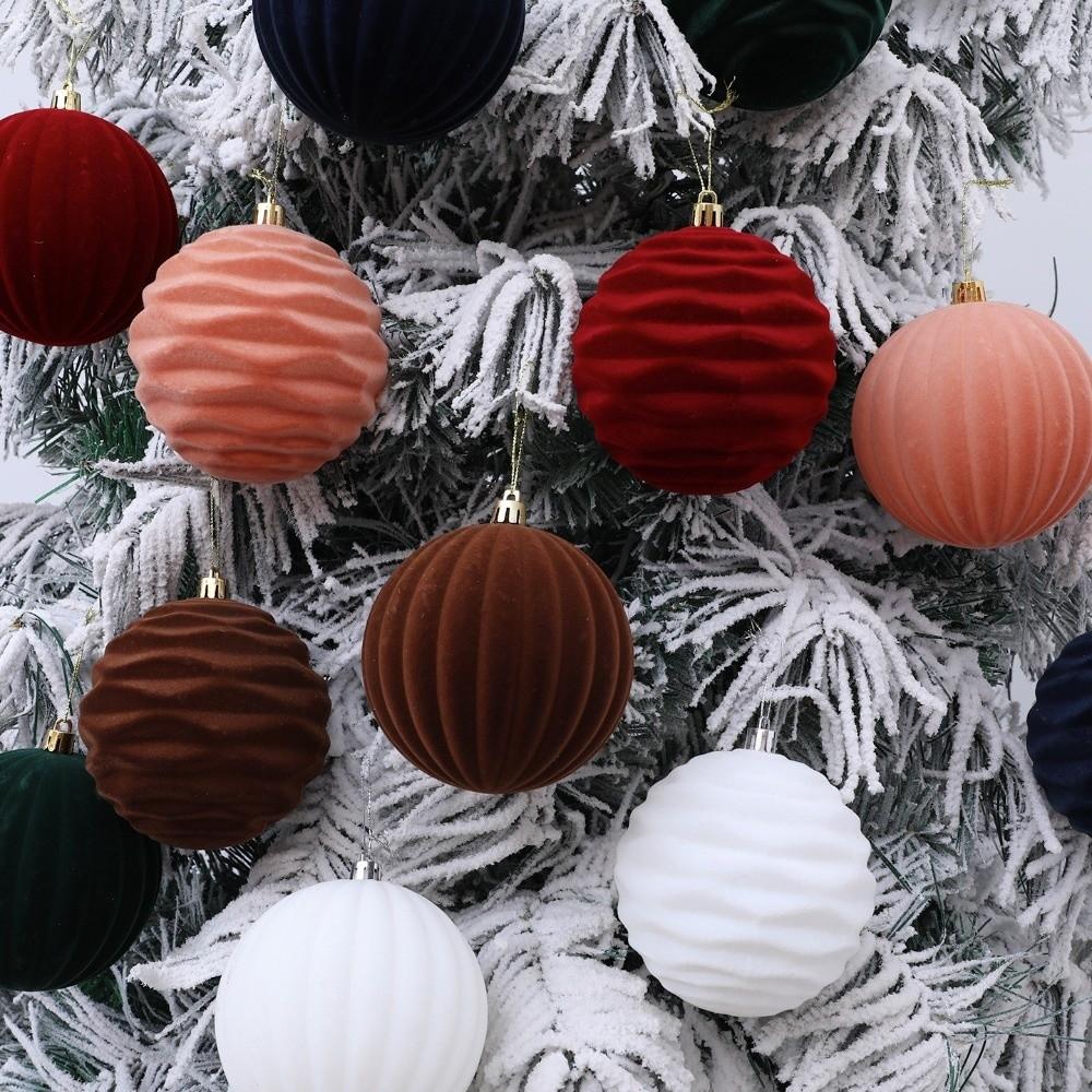 10cm Christmas Ball Pendant Flocked Xmas Tree Ornament New Xmas Tree Charm  Christmas
