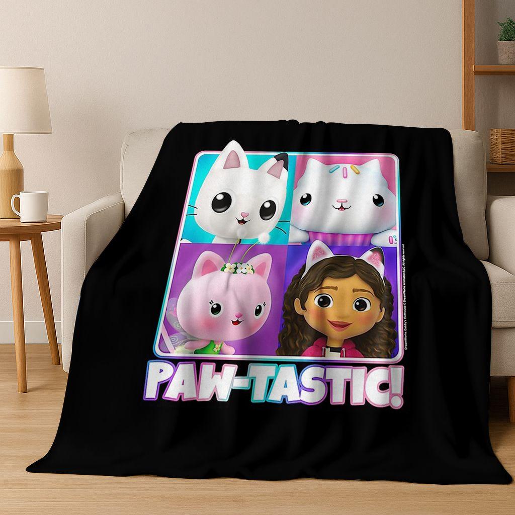 Süßes Gabby's Puppenhaus Cartoon Mädchen Kinder Flanelldecke Weiche Warme Überwurfdecke für Bett Schlafzimmer Zimmer Wohnzimmer Weihnachtsgeschenk