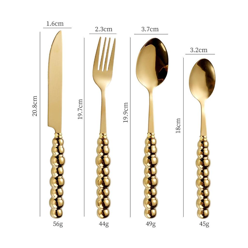 Norse Luxe Ceramic Pearl Cutlery Set: Fork, Knife & Spoon in Elegant Stainless Steel