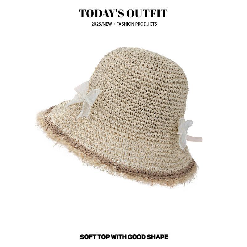 Women's Summer Pastoral Style Small Flowers Woven Straw Hat Sun Protection Straw Hat Fashionable Versatile Small Flowers and Plants Woven Sun Hat