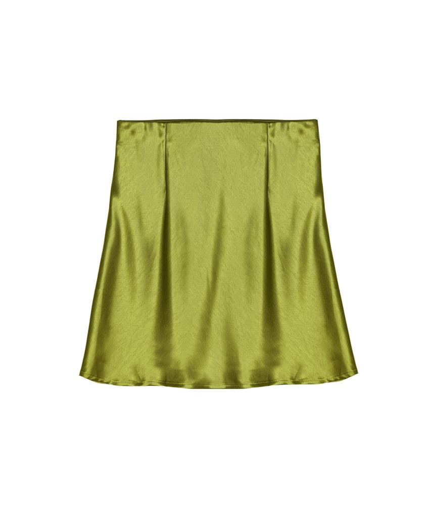 Nigaennikol Satin Flare Midi Skirt_Olive