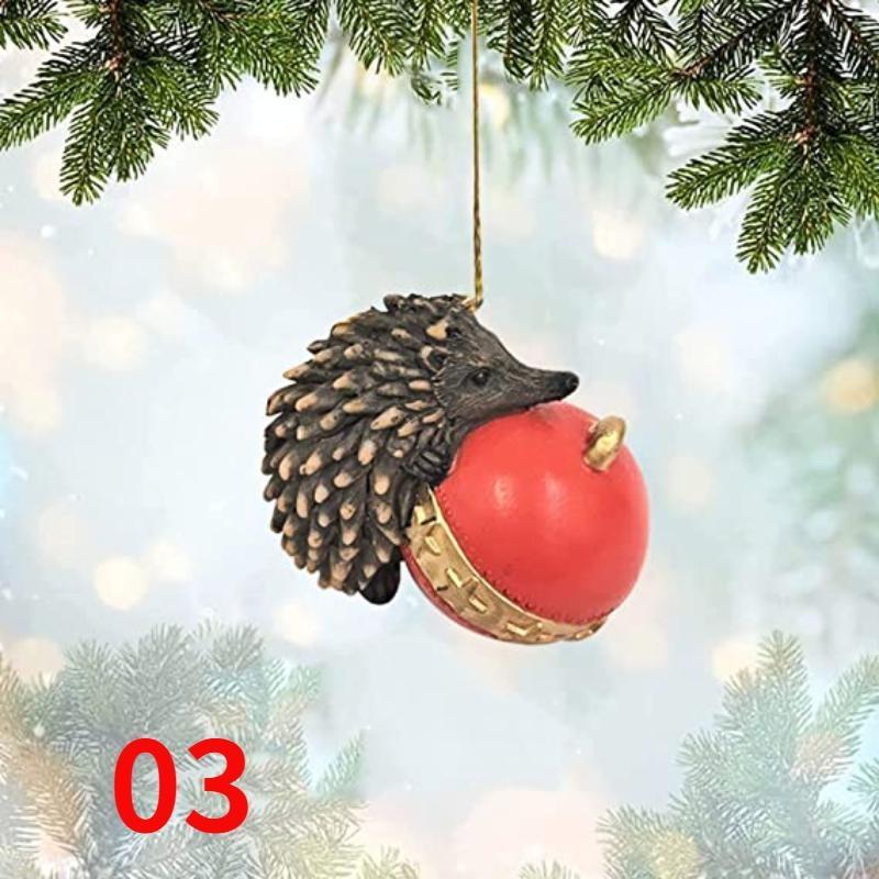 Christmas Acrylic Pendant Animals Decor 12Styles 1pcs Hanging Koala Hedgehog Platypus Bird Xmas Christmas Tree Pendant for Car Backpack Home