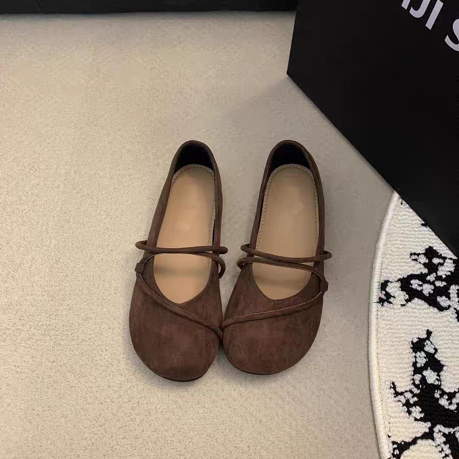 Cute Round Toe Ladies Footwear Retro Spring and Autumn Slip-on Shoe Quick Delivery 39 Korean Style Y2k Young Women's Flat Shoes