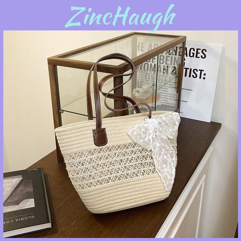 Woven Summer Tote Bag For Women Large Capacity Beach Shoulder Bag With Inner Pocket