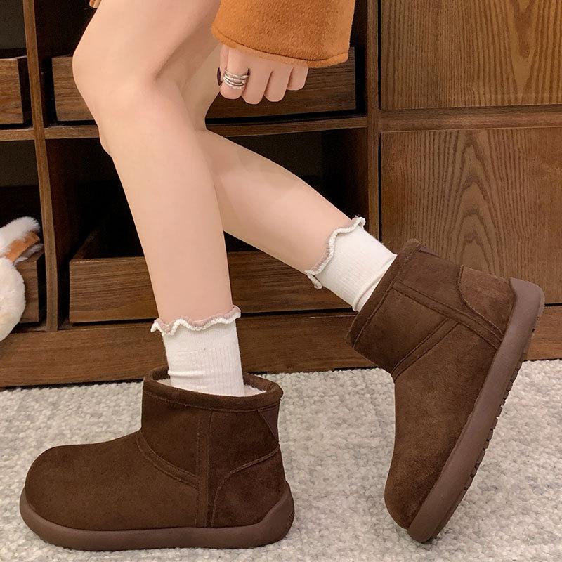 Snow Boots Women's Winter New Fur Integrated Fleece Thickened Bread Shoes Warm Cotton Shoes Women