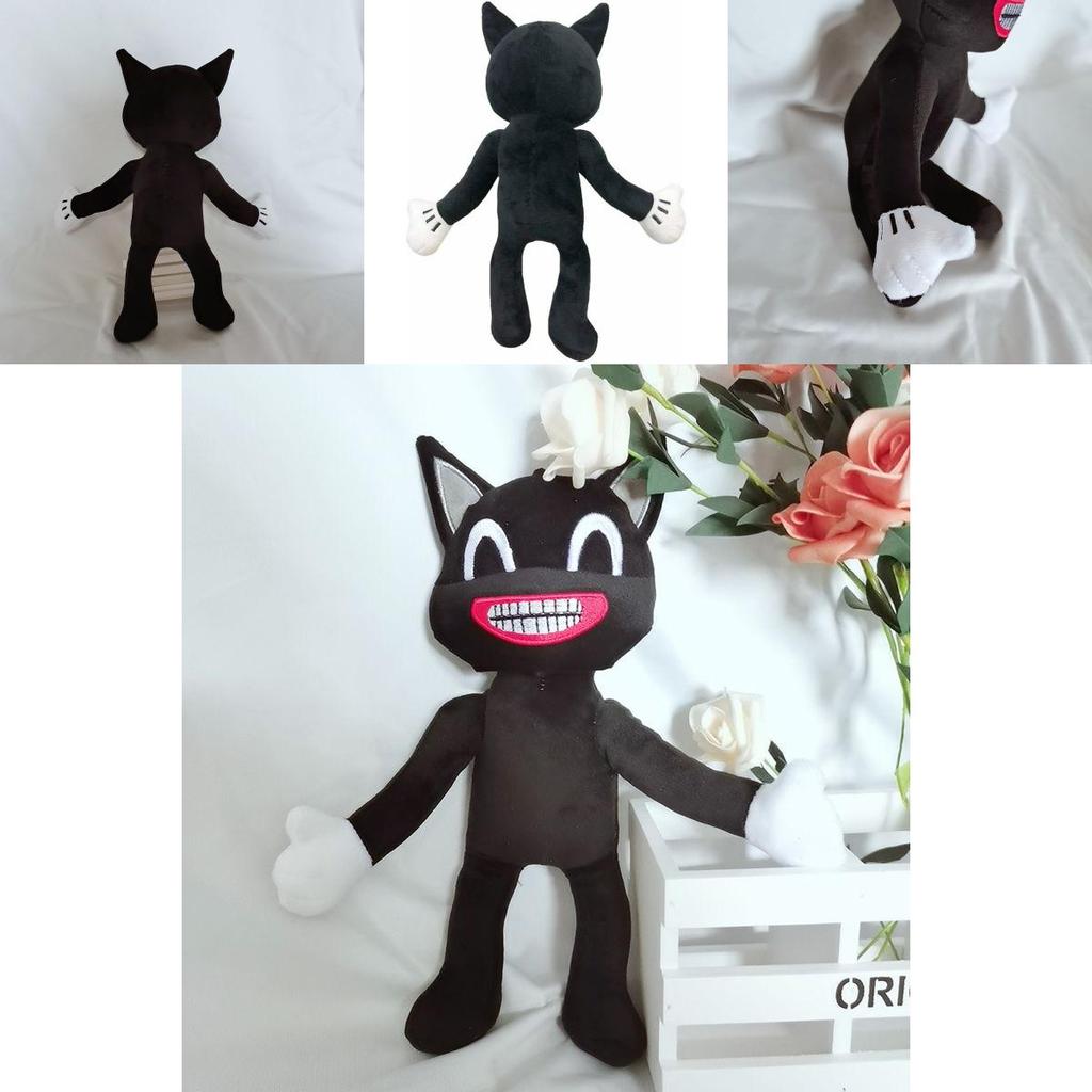 Adorable Black Cartoon Cat Plush Toy Stuffed Doll Perfect For Halloween Decorations
