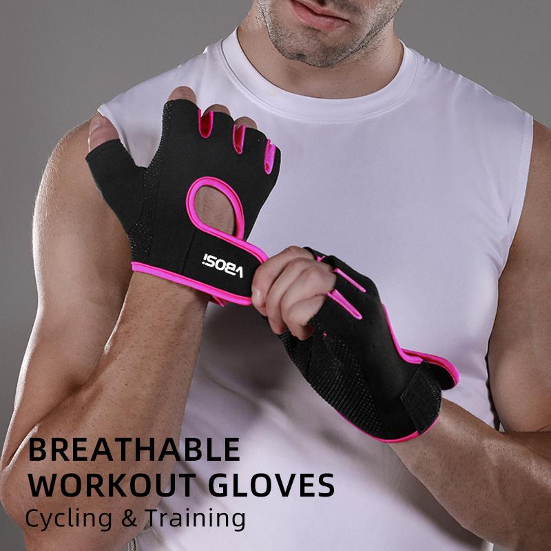 Vbosi Adjustable Half Finger Sports Gloves For Weightlifting Dumbbell Cycling Fitness Training Breathable For Women Men