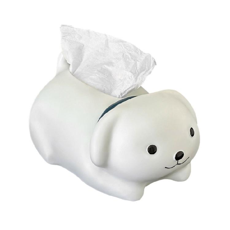 Elegant White Dog Tissue Dispenser Enamel Coating Kitchen Countertop Organizer Home Decoration Gift