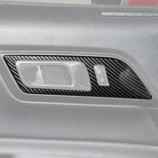 For 2015-2025 Ford Mustang Carbon Fiber Inner Door Handle Bowl Frame Trim Cover