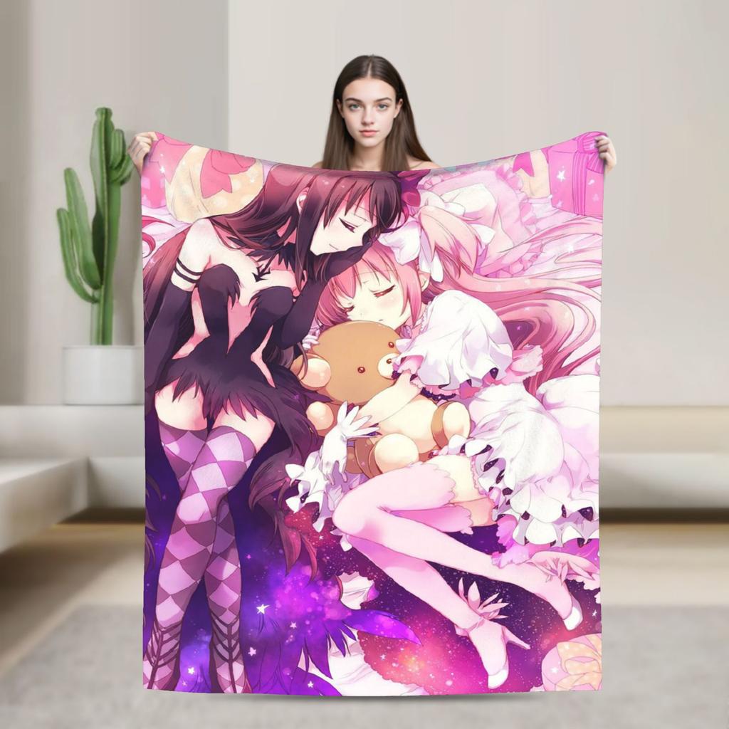 Puella Magi Madoka Magica Blanket Anime Flannel Awesome Soft Throw Blanket for Bedding Lounge Decoration