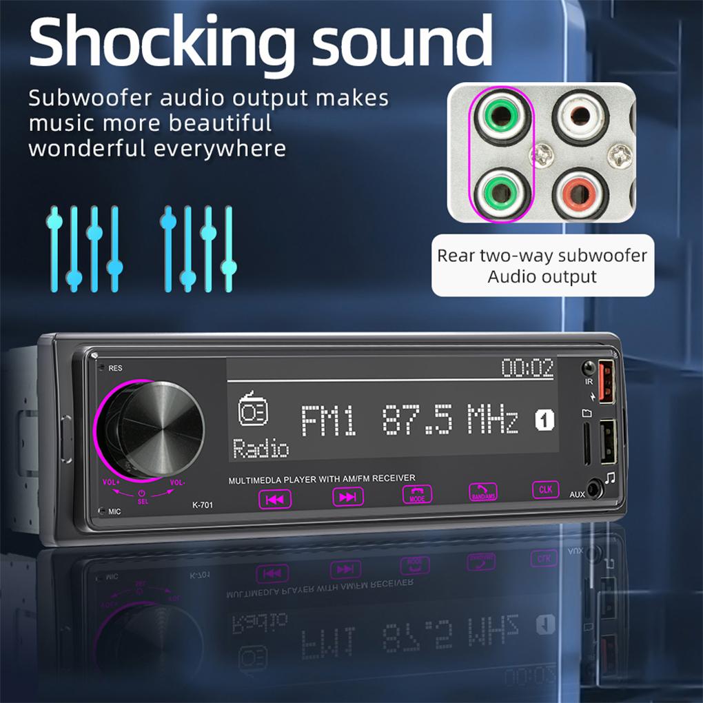 Car Single DIN Wireless MP3 Player Vehicle Front Control Bluetooth-compatible 5.1 AUX Input Radio Receiver Automobile