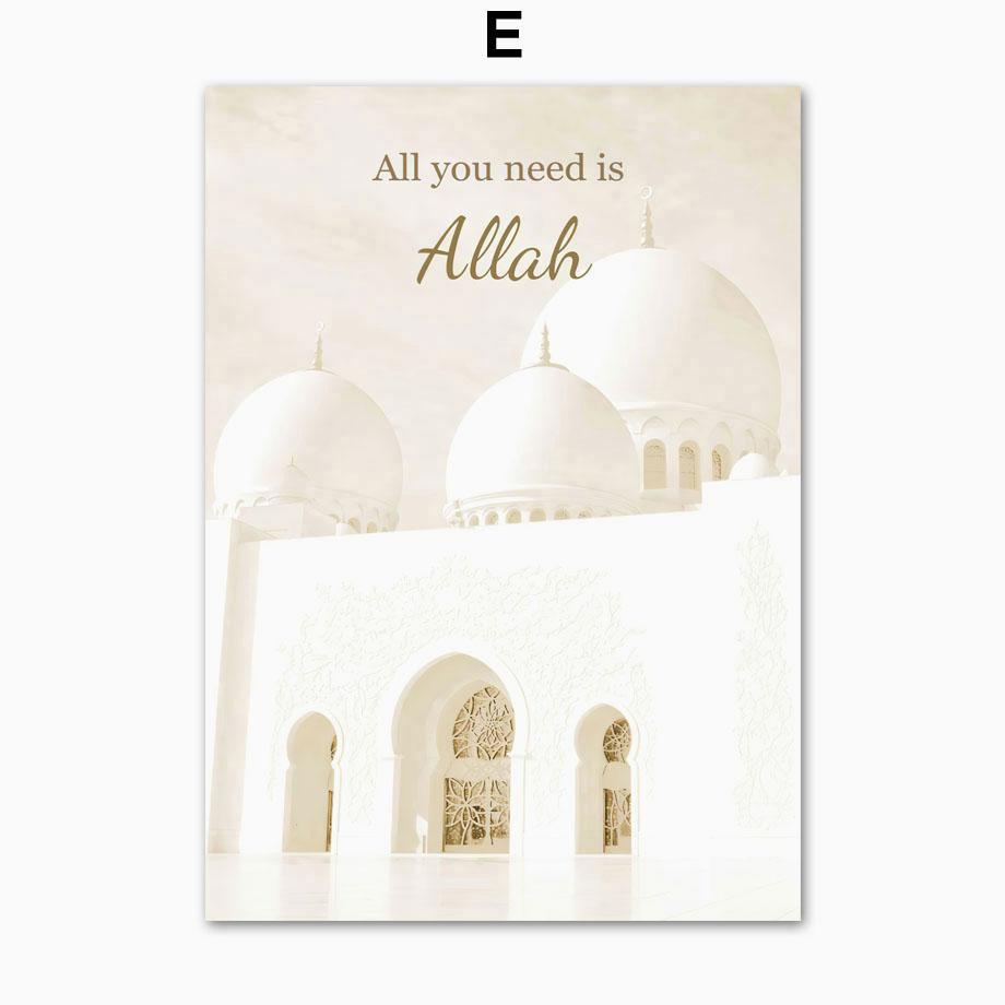 

Исламский Бисмиллях Альхамдулилла Коран французские цветочные постеры мечеть настенная живопись на холсте печать фотографии для декора гостиной 50X70cm No Framed