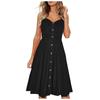 Fashion Women's Casual V-Neck  Printed Button Straight Knee Length Dress