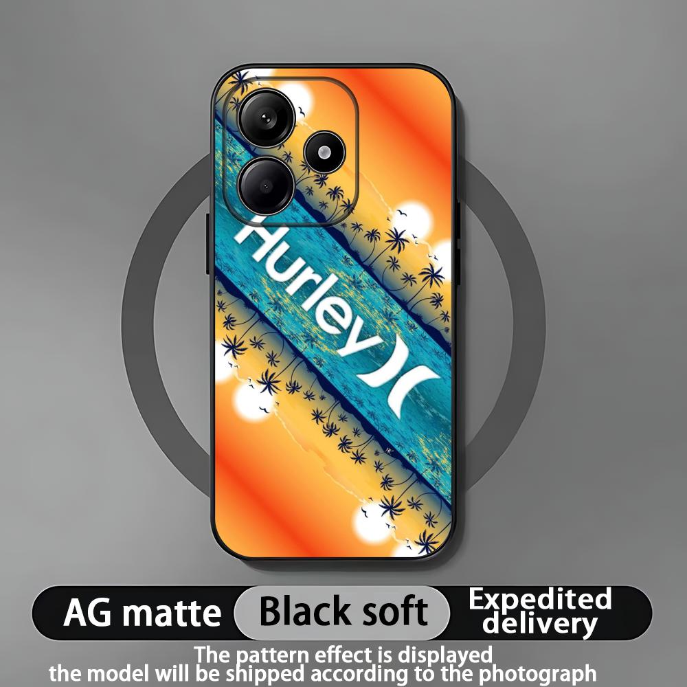 Hot Brand Hurley Phone Case For Xiaomi Redmi Note 14 13 12 11 Pro Plus S 5G 4G Soft Black Phone Cover
