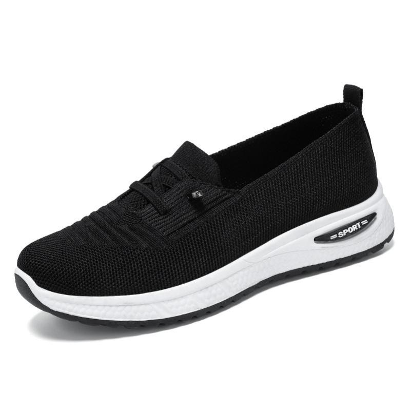 

Shoes Women s Shoes Spring Large Size Casual Shoes Flying Woven Breathable Mother Shoes Shallow Mouth Lightweight Single Shoes Lace-up Net Shoes EU42/CN43 чёрный