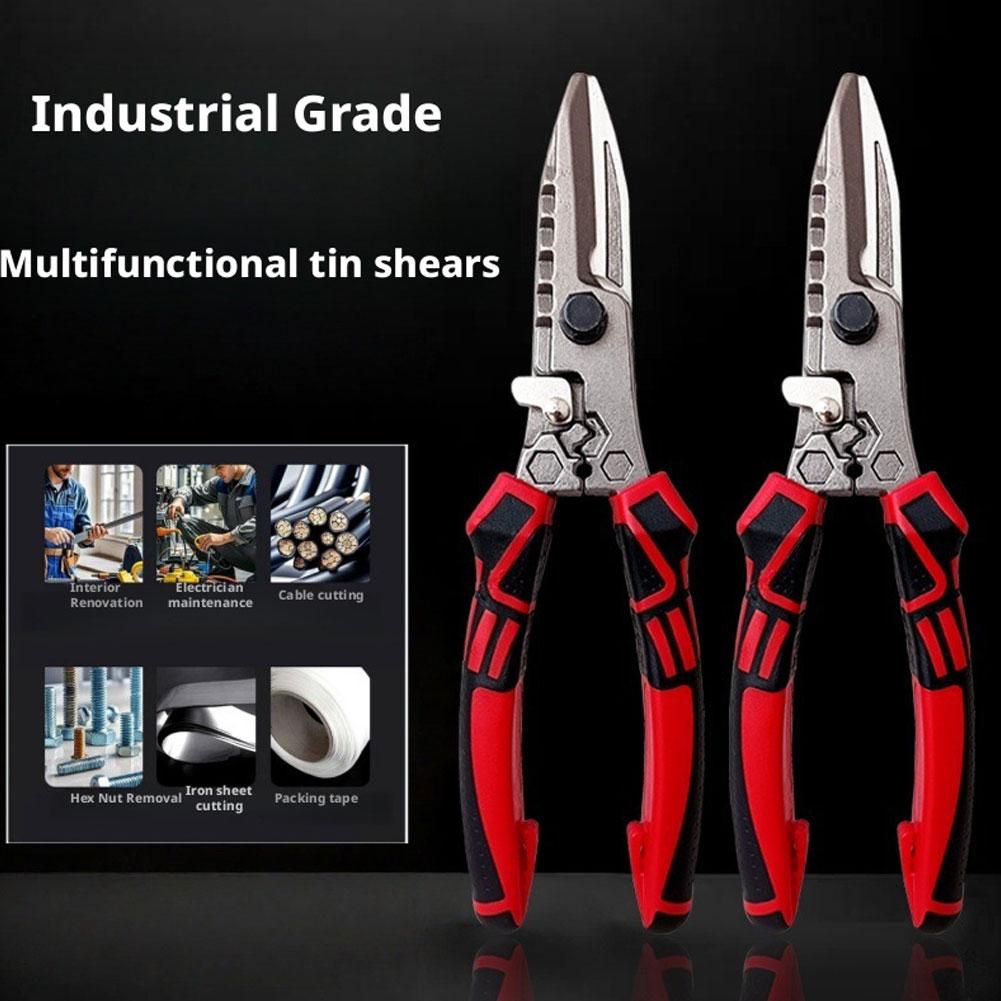Multi-Purpose Industrial Scissors Electrician Scissor, Wire Stripper Crimping Wire Cutting Metal Copper Sheet and Cable Cutting