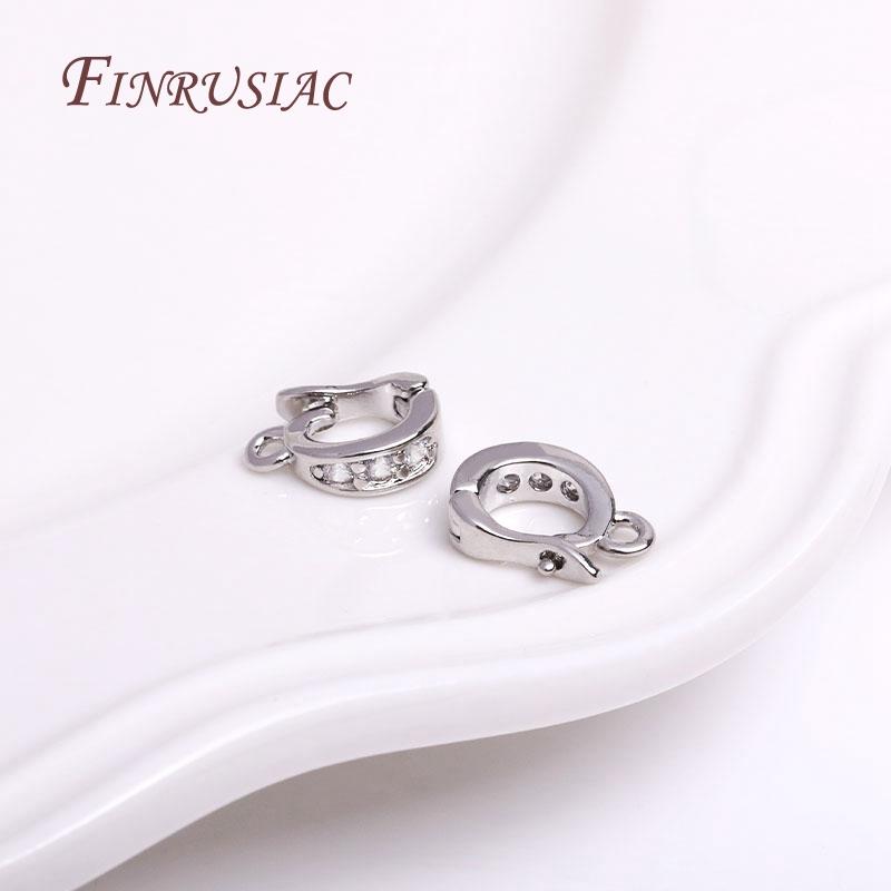 18K Gold Plated Brass Metal Inlay Zircon Hinged Pendant Enhancer Bail Clasps DIY Jewelry Making Accessories