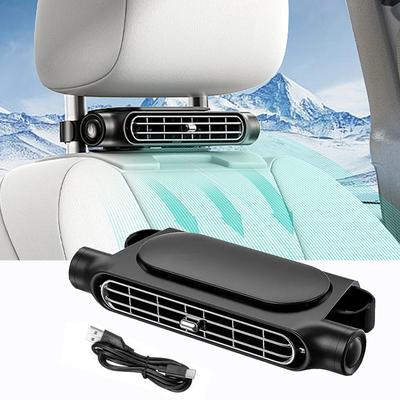 Car Seat Fan Backseat Cooling Fan Front Rear Seat Headrest Cooling Air Fan USB Powered Adjustable Strap Car Interior Decor