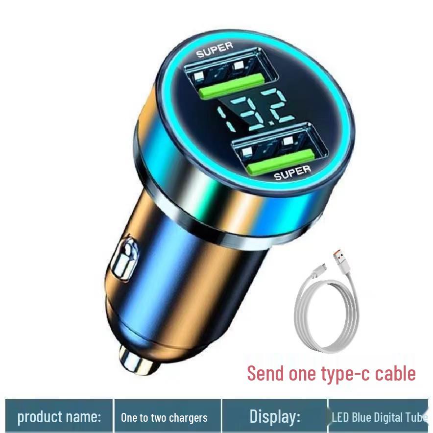 120W Dual Flash Car Charger with Digital Voltage Display for Super Fast Mobile Charging