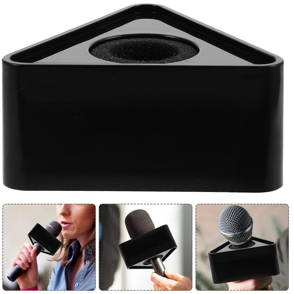 EXCEART Interview Microphone ABS Injection Molded Triangle Microphone Flags for Advertising and Image Set of 2 Flags, Enhancement, (Black)