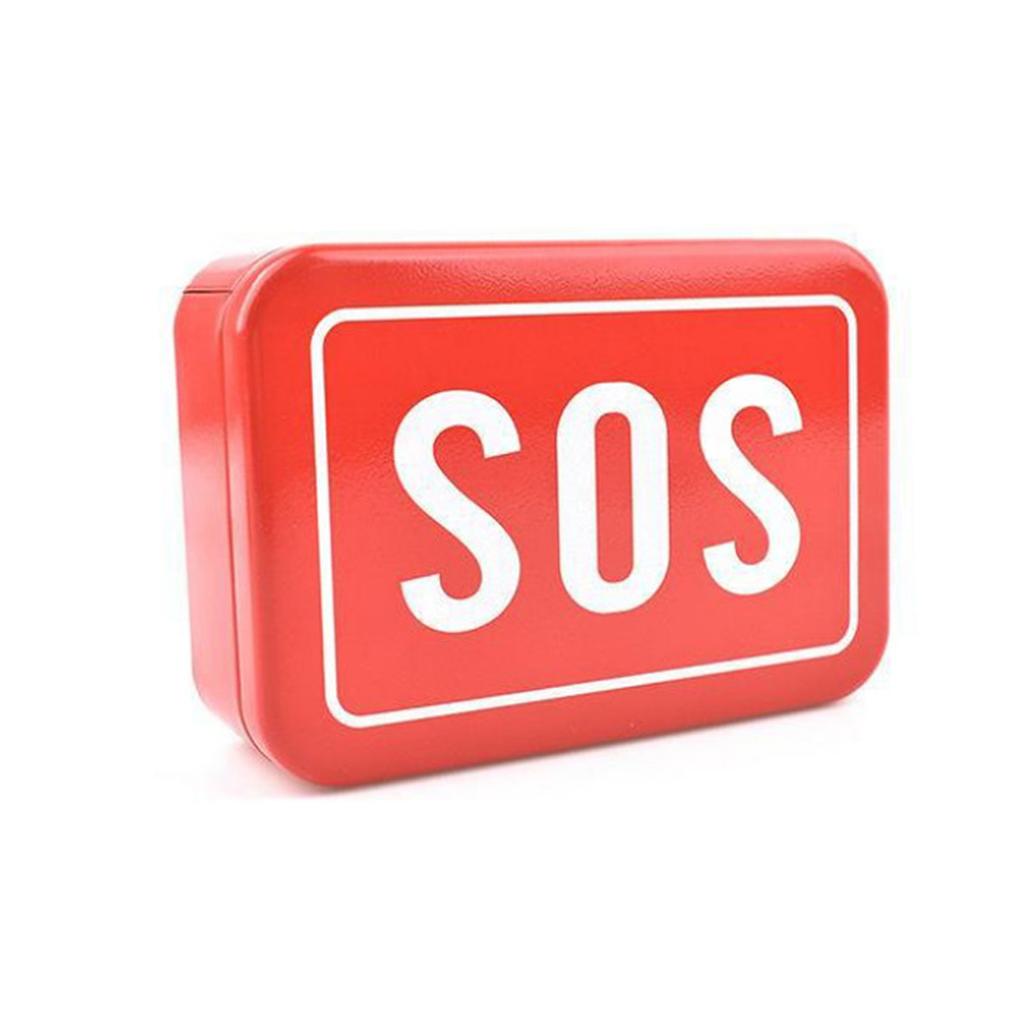 Small Rectangular Empty Box SOS Pattern Outdoor Tools Equipment Iron Storage Box for Camping