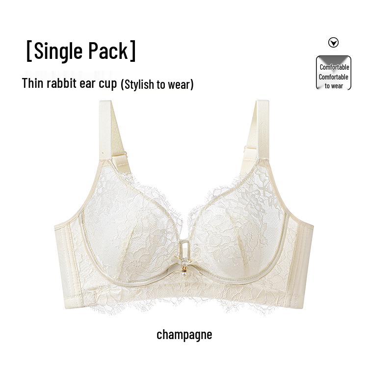 Lace Mesh Underwire Bra with Bunny Ear Design for Minimizing Large Busts - Push-up & Anti-Sagging Support 36/80 BC
