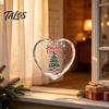 Elegant Holiday Party Decorations Heart Shaped Christmas Ornaments, Crystal Santa Winter Scene Hanging Ornament, Transparent Xmas Tree Ornaments