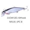 Submerged Floating Minnow Lua Lure for Long Casting13g11cm6No. Hook Short Tongue Plate Bass Fish Topmouth Culter Freshwater Esse