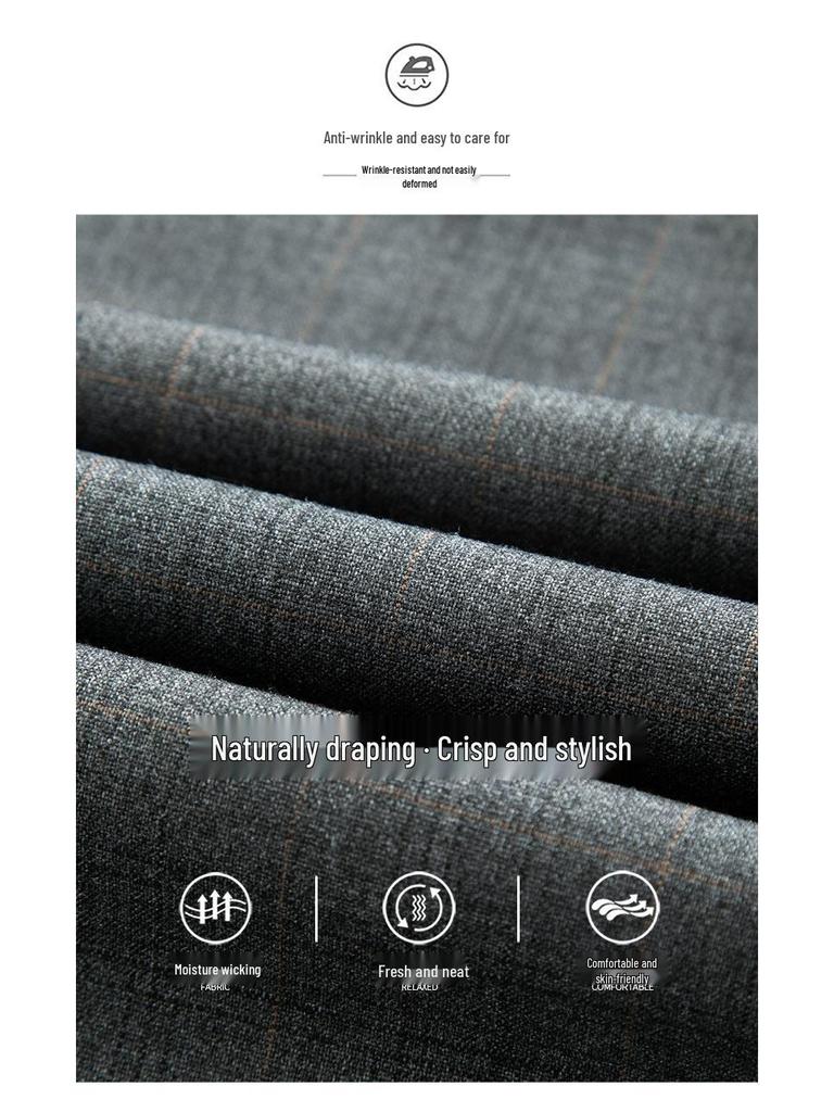 2026 Men's Slim Fit Cotton Linen Plaid Cropped Pants - Spring/Summer Korean Style Casual Wear