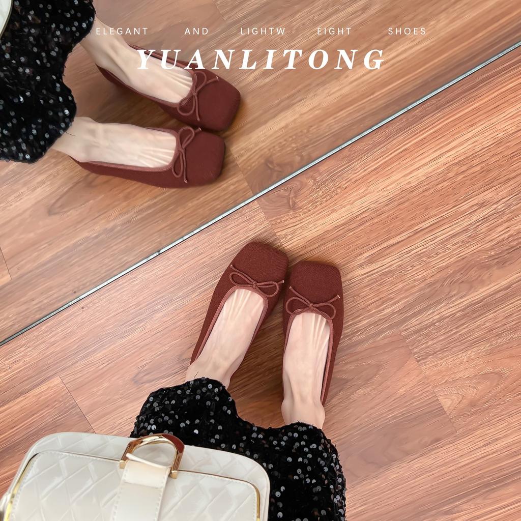 Grape Mother Spring New French Flat-soled Single Shoes Women's Comfortable Outer Wear Shallow Mouth Women's Shoes Bow Soft-soled Casual Shoes