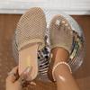 Summer New Round Head Half Slipper Hollow Set with Diamonds Summer Sexy Large Flat Bottom Fashion Slippers