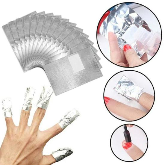 100/200Pcs Nail Polish Remover Foil Wrap Kit Soak Off Gel Remover with Cotton Pad Home Salon Nail Polish Removal Tools Kit