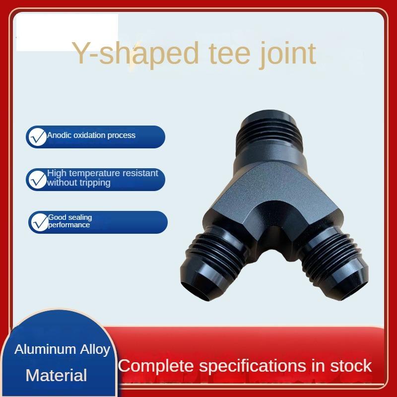 High Quality Y Block Adapter Fittings Adaptor AN4 AN6 AN8 AN10 Black Y Type Oil Pipe Joint Male Thread Fuel Hose Fitting